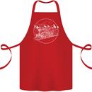 White Locomotive Steam Engine Train Spotter Cotton Apron 100% Organic Red