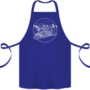 White Locomotive Steam Engine Train Spotter Cotton Apron 100% Organic Royal Blue