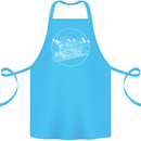 White Locomotive Steam Engine Train Spotter Cotton Apron 100% Organic Turquoise