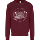 White Locomotive Steam Engine Train Spotter Kids Sweatshirt Jumper Maroon