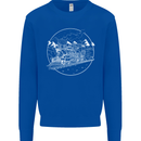 White Locomotive Steam Engine Train Spotter Kids Sweatshirt Jumper Royal Blue