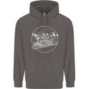 White Locomotive Steam Engine Train Spotter Mens 80% Cotton Hoodie Charcoal