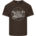 White Locomotive Steam Engine Train Spotter Mens Cotton T-Shirt Tee Top Dark Chocolate