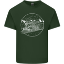 White Locomotive Steam Engine Train Spotter Mens Cotton T-Shirt Tee Top Forest Green