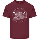 White Locomotive Steam Engine Train Spotter Mens Cotton T-Shirt Tee Top Maroon
