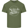 White Locomotive Steam Engine Train Spotter Mens Cotton T-Shirt Tee Top Military Green