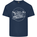 White Locomotive Steam Engine Train Spotter Mens Cotton T-Shirt Tee Top Navy Blue