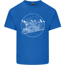 White Locomotive Steam Engine Train Spotter Mens Cotton T-Shirt Tee Top Royal Blue