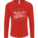 White Locomotive Steam Engine Train Spotter Mens Long Sleeve T-Shirt Red