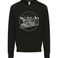 White Locomotive Steam Engine Train Spotter Mens Sweatshirt Jumper Black