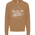 White Locomotive Steam Engine Train Spotter Mens Sweatshirt Jumper Caramel Latte