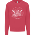 White Locomotive Steam Engine Train Spotter Mens Sweatshirt Jumper Heliconia