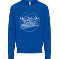 White Locomotive Steam Engine Train Spotter Mens Sweatshirt Jumper Royal Blue