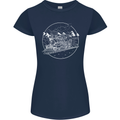 White Locomotive Steam Engine Train Spotter Womens Petite Cut T-Shirt Navy Blue