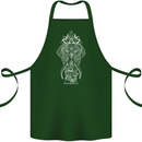White Mandala Art Elephant Cotton Apron 100% Organic Forest Green