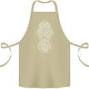 White Mandala Art Elephant Cotton Apron 100% Organic Khaki
