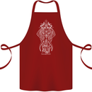 White Mandala Art Elephant Cotton Apron 100% Organic Maroon