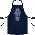 White Mandala Art Elephant Cotton Apron 100% Organic Navy Blue