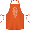 White Mandala Art Elephant Cotton Apron 100% Organic Orange