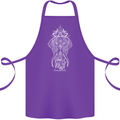 White Mandala Art Elephant Cotton Apron 100% Organic Purple