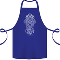 White Mandala Art Elephant Cotton Apron 100% Organic Royal Blue