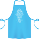 White Mandala Art Elephant Cotton Apron 100% Organic Turquoise