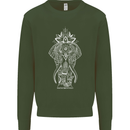 White Mandala Art Elephant Kids Sweatshirt Jumper Forest Green