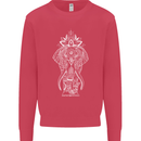 White Mandala Art Elephant Kids Sweatshirt Jumper Heliconia