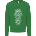 White Mandala Art Elephant Kids Sweatshirt Jumper Irish Green