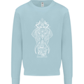 White Mandala Art Elephant Kids Sweatshirt Jumper Light Blue