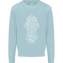 White Mandala Art Elephant Kids Sweatshirt Jumper Light Blue