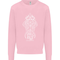 White Mandala Art Elephant Kids Sweatshirt Jumper Light Pink