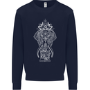 White Mandala Art Elephant Kids Sweatshirt Jumper Navy Blue