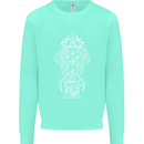 White Mandala Art Elephant Kids Sweatshirt Jumper Peppermint