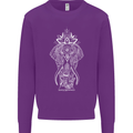 White Mandala Art Elephant Kids Sweatshirt Jumper Purple