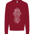 White Mandala Art Elephant Kids Sweatshirt Jumper Red