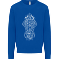 White Mandala Art Elephant Kids Sweatshirt Jumper Royal Blue
