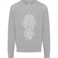 White Mandala Art Elephant Kids Sweatshirt Jumper Sports Grey
