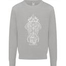 White Mandala Art Elephant Kids Sweatshirt Jumper Sports Grey