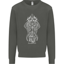 White Mandala Art Elephant Kids Sweatshirt Jumper Storm Grey