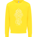 White Mandala Art Elephant Kids Sweatshirt Jumper Yellow