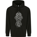 White Mandala Art Elephant Mens 80% Cotton Hoodie Black