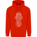 White Mandala Art Elephant Mens 80% Cotton Hoodie Bright Red