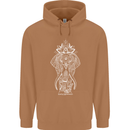 White Mandala Art Elephant Mens 80% Cotton Hoodie Caramel Latte