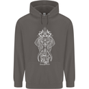 White Mandala Art Elephant Mens 80% Cotton Hoodie Charcoal