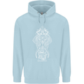 White Mandala Art Elephant Mens 80% Cotton Hoodie Light Blue