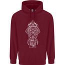 White Mandala Art Elephant Mens 80% Cotton Hoodie Maroon