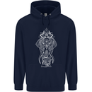 White Mandala Art Elephant Mens 80% Cotton Hoodie Navy Blue