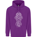 White Mandala Art Elephant Mens 80% Cotton Hoodie Purple