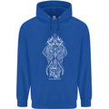White Mandala Art Elephant Mens 80% Cotton Hoodie Royal Blue